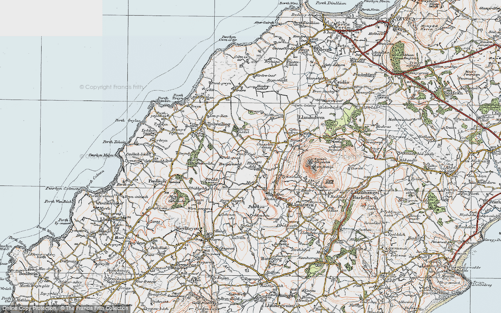 Old Map of Historic Map covering Brynodol in 1922
