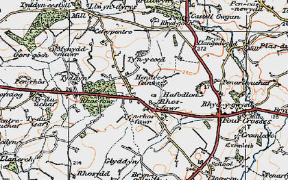 Old map of Brynaerau in 1922