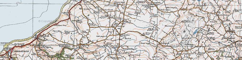 Old map of Rhos Haminiog in 1923