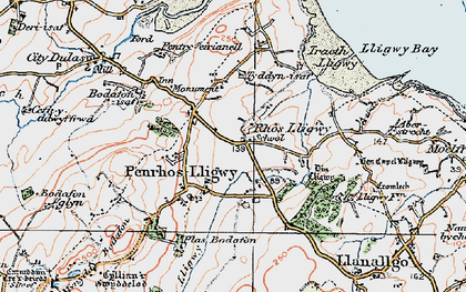 Old map of Rhôs Lligwy in 1922