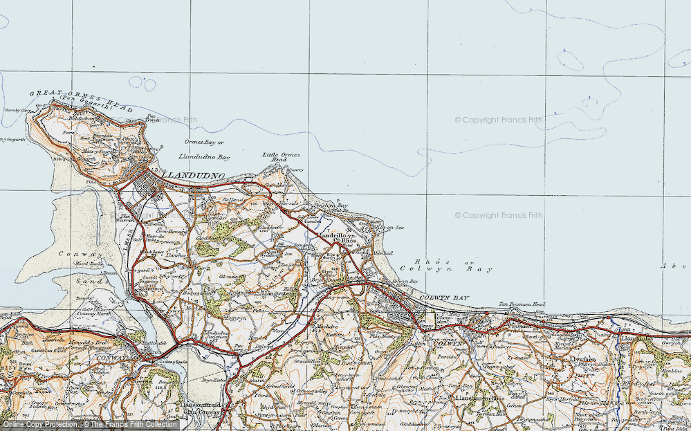 Old Map of Rhôs-on-Sea, 1922 in 1922
