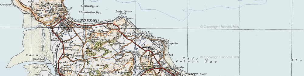 Old map of Rhôs-on-Sea in 1922