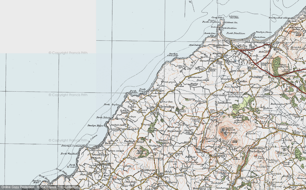 Old Map of Rhos-y-llan, 1922 in 1922