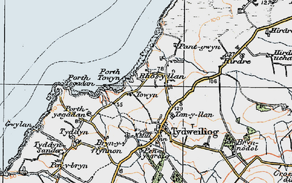 Old map of Rhos-y-llan in 1922