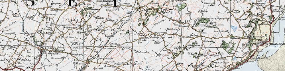 Old map of Rhoscefnhir in 1922