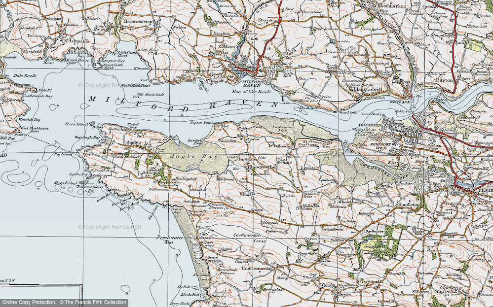 Old Map of Historic Map covering Broomhill Burrows in 1922