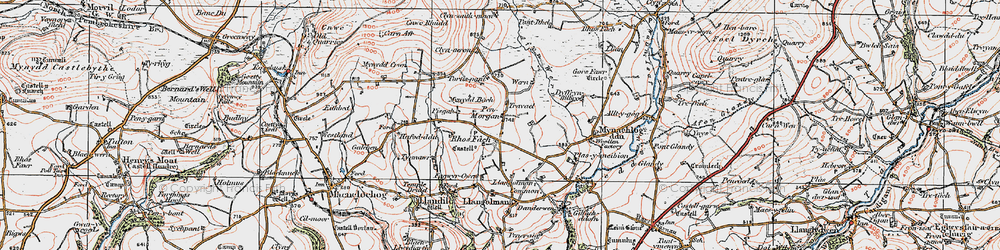 Old map of Afon Wern in 1922