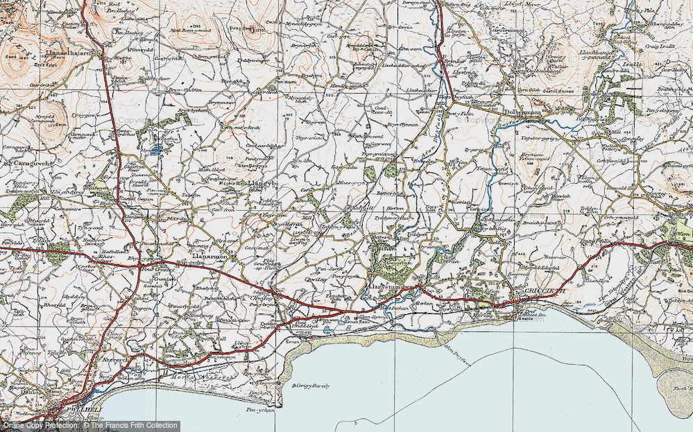 Old Map of Historic Map covering Afon Wen in 1922