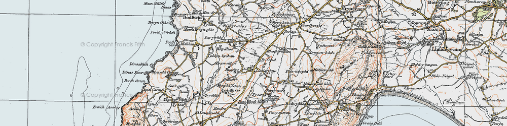 Old map of Afon Daron in 1922