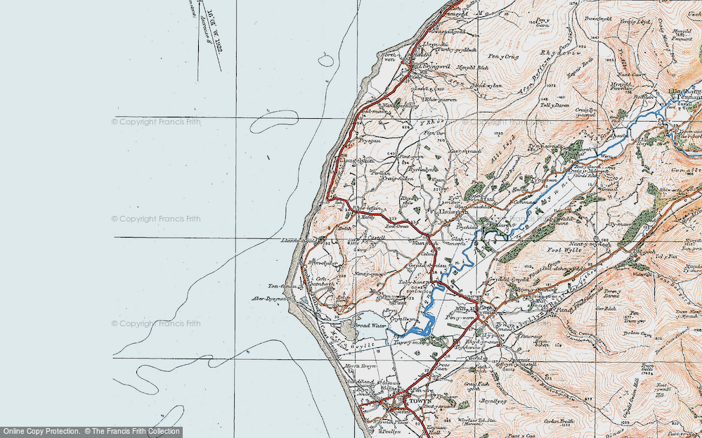Old Map of Historic Map covering Bronclydwr in 1922