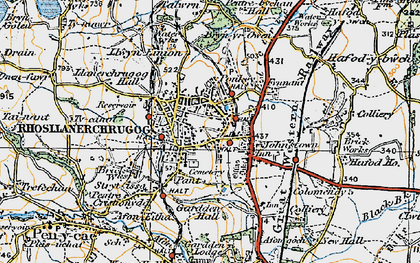 Old map of Rhosllanerchrugog in 1921