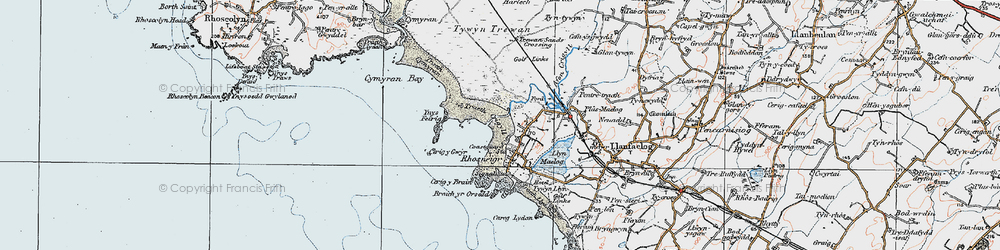 Old map of Rhosneigr in 1922