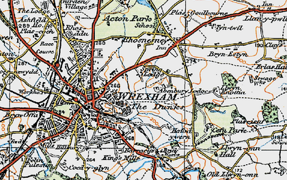 Old map of Rhosnesni in 1921