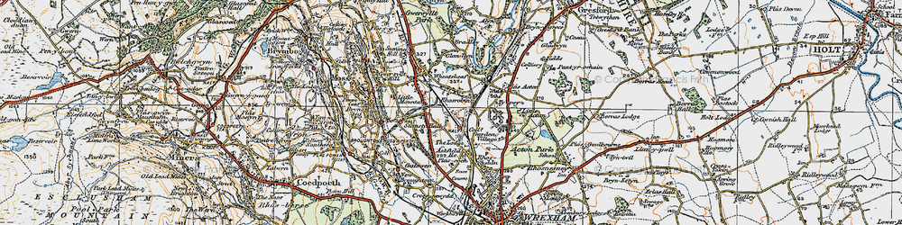 Old map of Rhosrobin in 1921