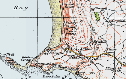 Old map of Rhossili in 1923
