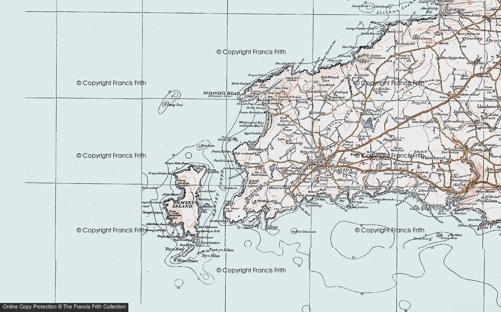 Old Map of Rhosson, 1922 in 1922