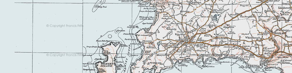 Old map of Rhosson in 1922