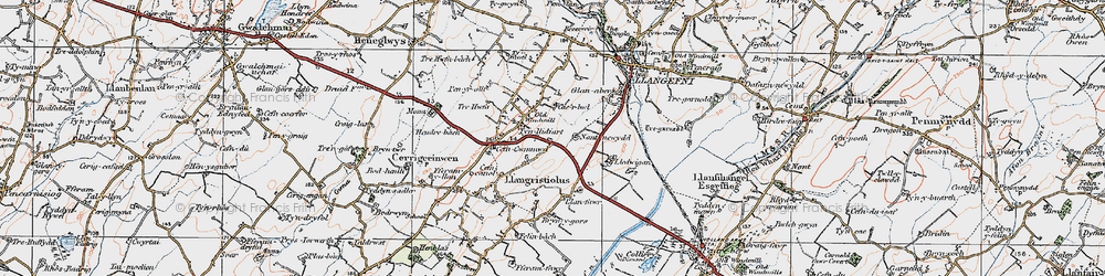 Old map of Rhostrehwfa in 1922