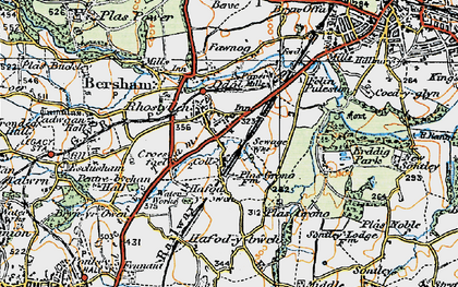 Old map of Rhostyllen in 1921
