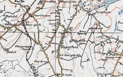 Old map of Rhosybol in 1922