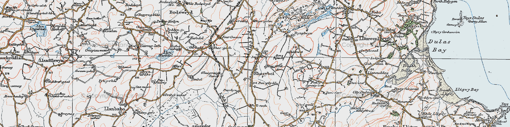 Old map of Rhosybol in 1922