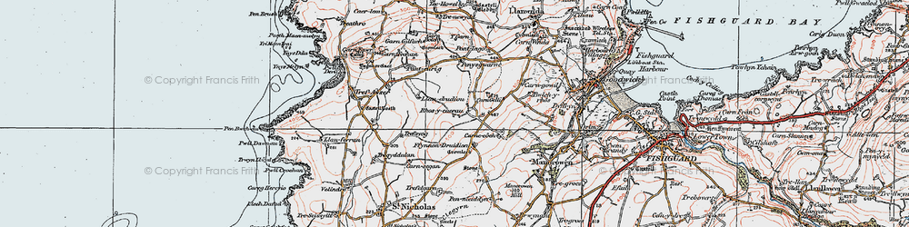 Old map of Rhosycaerau in 1923