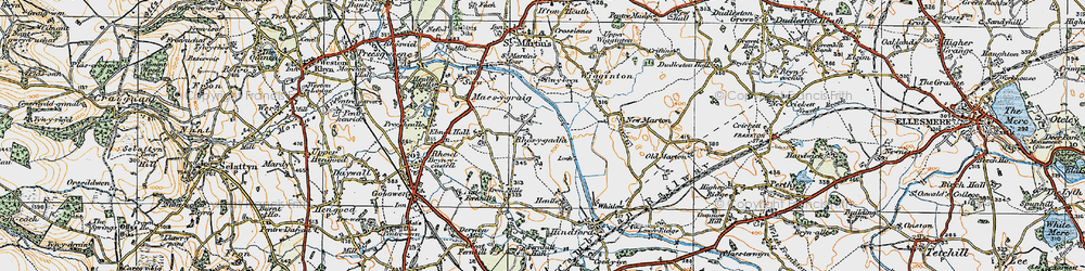 Old map of Pen-y-bryn in 1921
