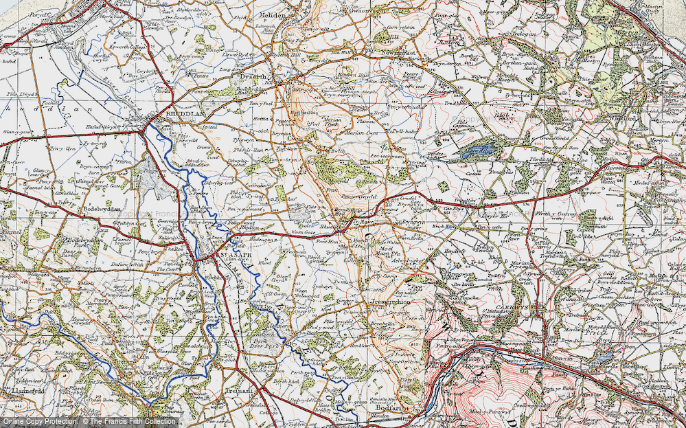 Old Map of Rhuallt, 1922 in 1922