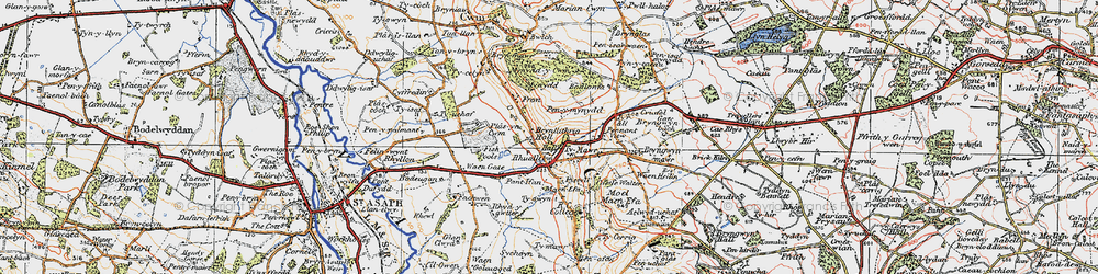 Old map of Bryngwyn Bach in 1922