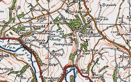 Old map of Rhyd in 1923