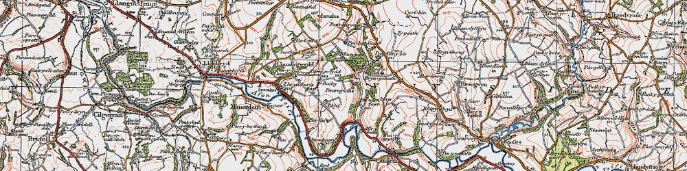 Old map of Rhyd in 1923