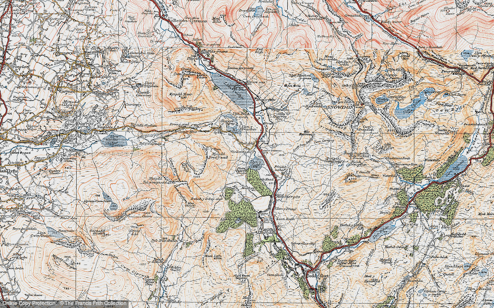 Old Map of Historic Map covering Y Garn in 1922
