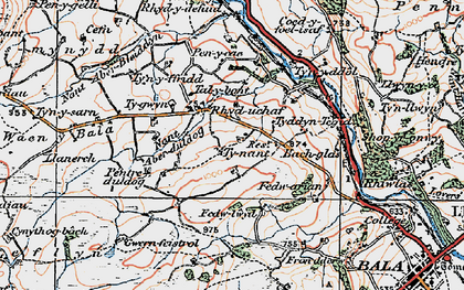 Old map of Rhyd-uchaf in 1922