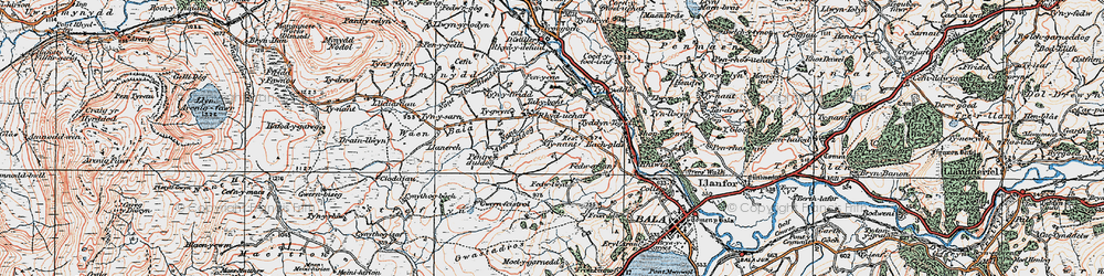 Old map of Rhyd-uchaf in 1922