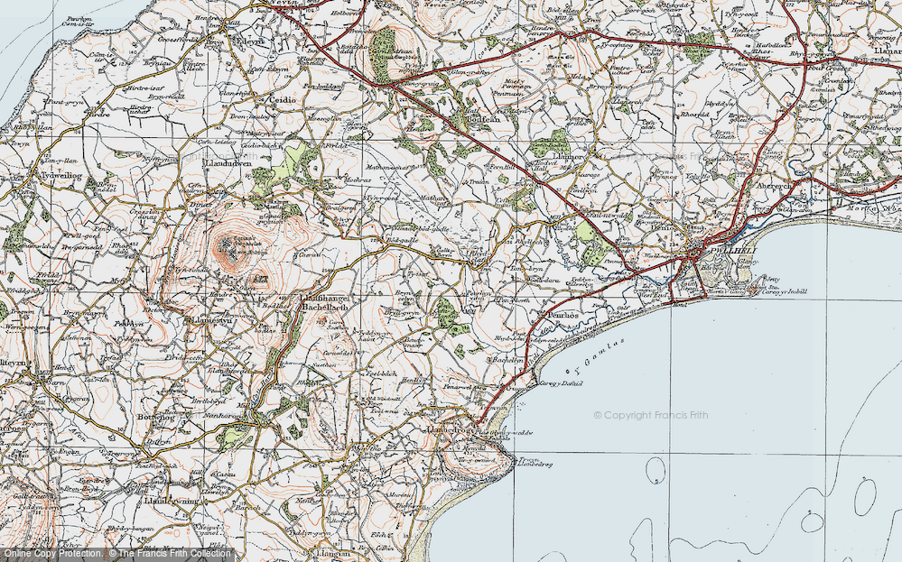 Old Map of Historic Map covering Bryn Bach in 1922