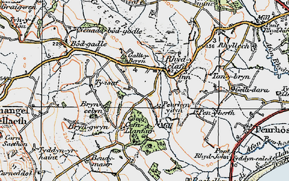 Old map of Llanfihangel in 1922