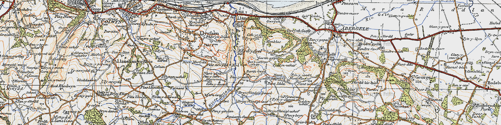 Old map of Bryn-ffanigl-ganol in 1922