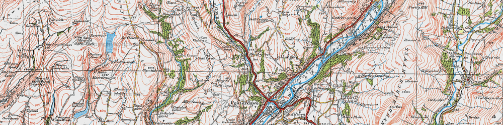 Old map of Rhyd-y-fro in 1923