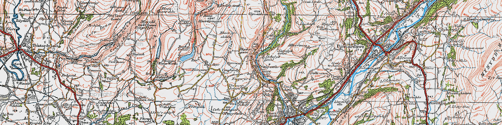 Old map of Banc Maestir-mawr in 1923