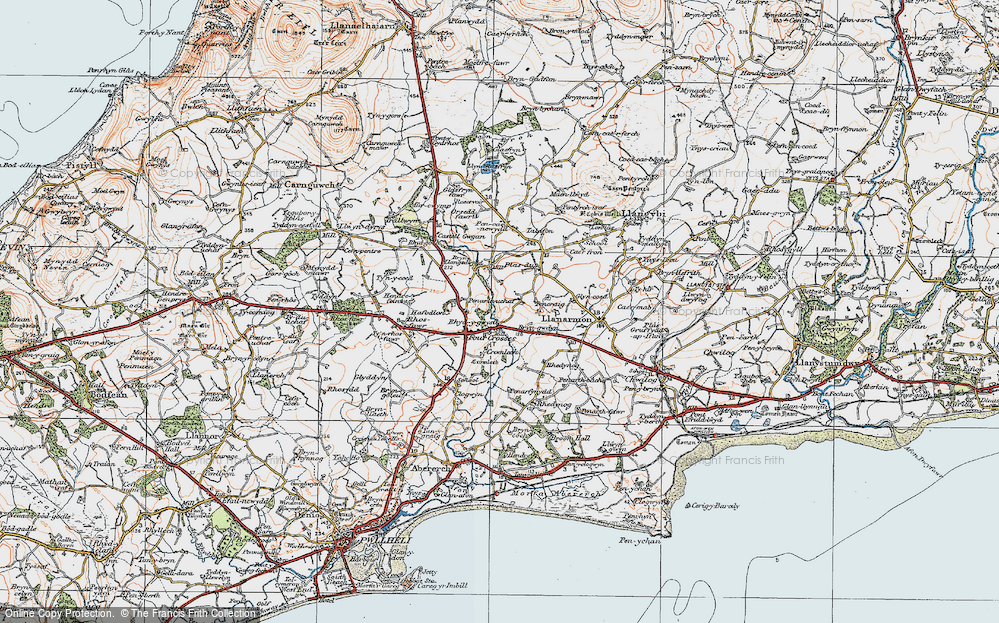 Old Map of Historic Map covering Bryngwdyn in 1922