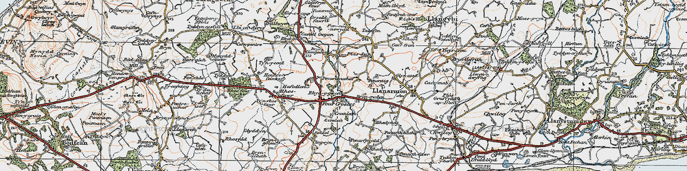 Old map of Rhyd-y-gwystl in 1922