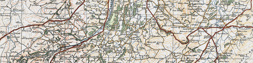 Old map of Bryndy in 1921