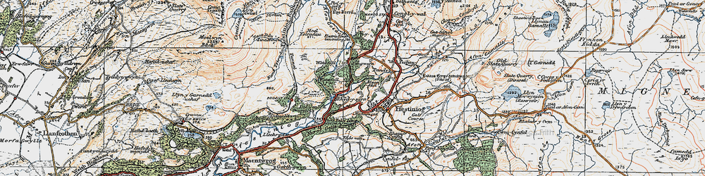 Old map of Afon Goedol in 1922