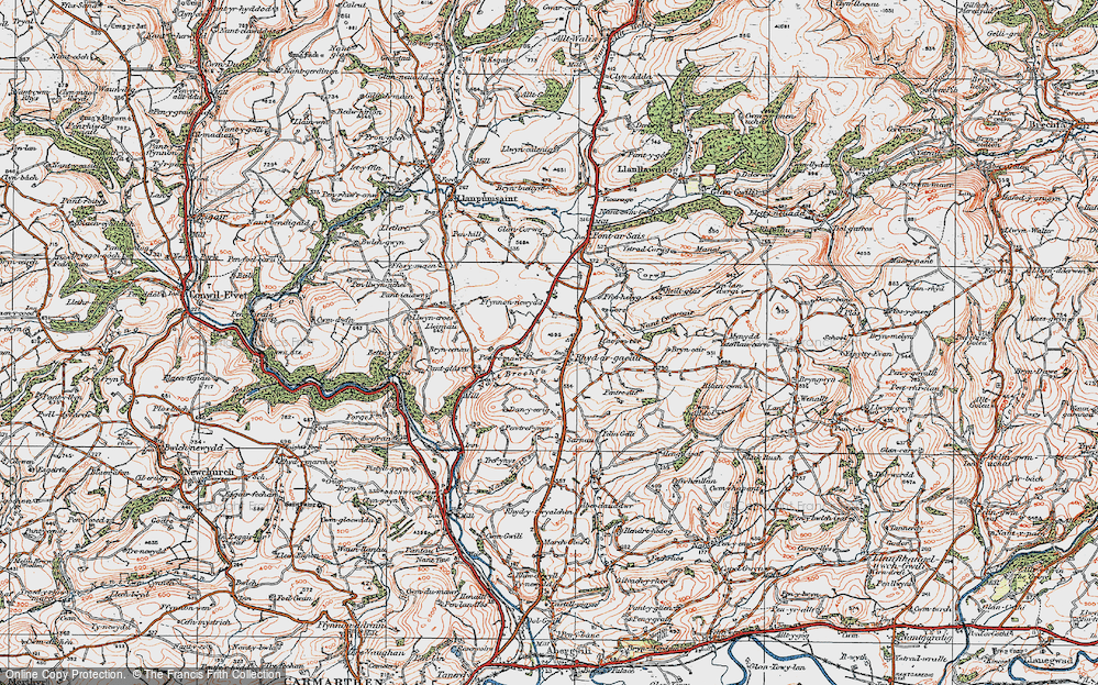 Old Map of Historic Map covering Bryncene in 1923