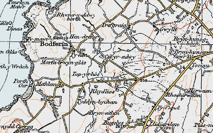 Old map of Rhydlios in 1922