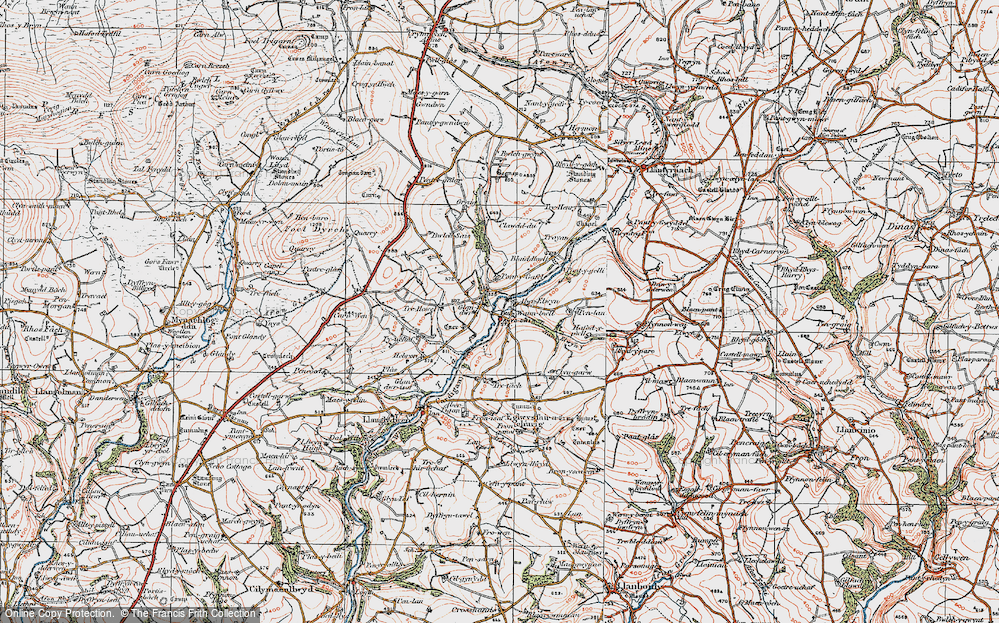 Old Map of Rhydowen, 1922 in 1922