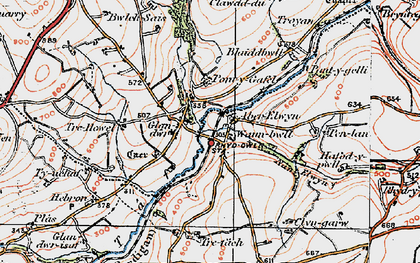 Old map of Rhydowen in 1922