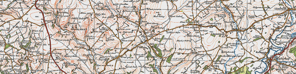 Old map of Rhydowen in 1923