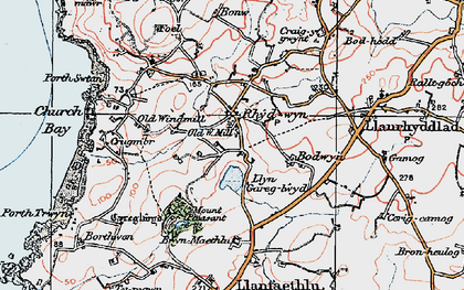 Old map of Rhydwyn in 1922