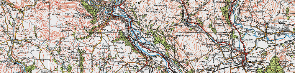 Old map of Rhydyfelin in 1919